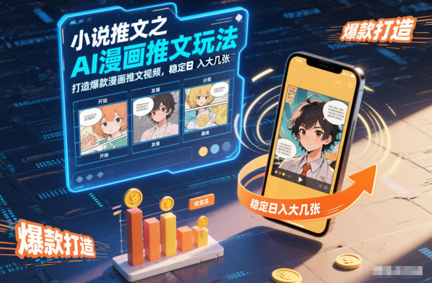 小说推文之AI漫画推文玩法,打造爆款漫画推文视频,稳定日入大几张-紫橙资源网