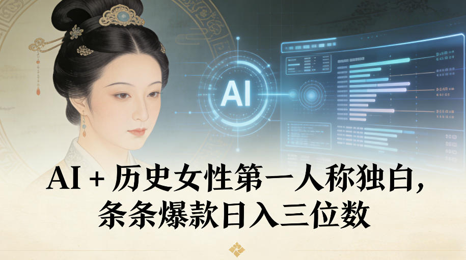 AI+历史女性第一人称独白，条条爆款日入三位数-紫橙资源网