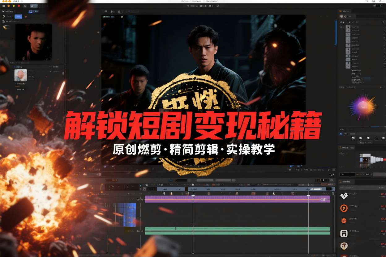 短剧拉新之原创燃剪精简剪辑实操课,解锁短剧变现秘籍-紫橙资源网