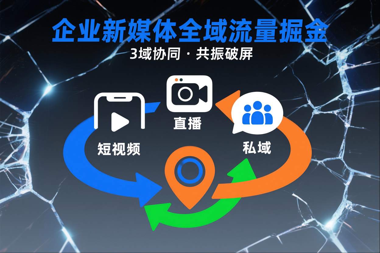 短视频全域商业模式,企业新媒体全域流量掘金,3域协同,共振破屏,短视频-直播-私域-地域-紫橙资源网