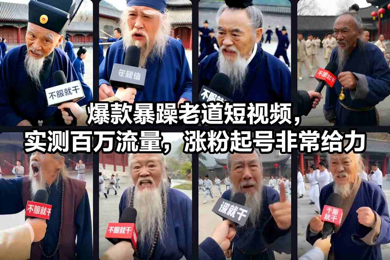 爆款暴躁老道短视频，实测百万流量，涨粉起号非常给力-紫橙资源网