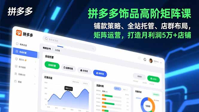 拼多多饰品高阶矩阵课，铺款策略、全站托管、店群布局，矩阵运营，打造月利润5万+店铺-紫橙资源网