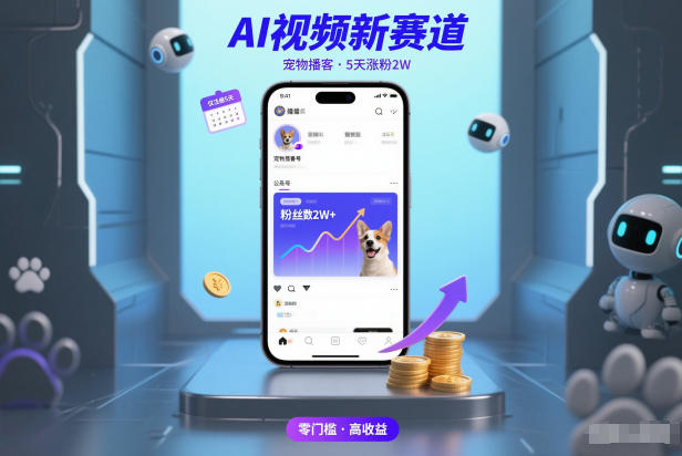 AI视频新赛道，宠物播客仅注册5天涨粉2W，收益非常可观-紫橙资源网