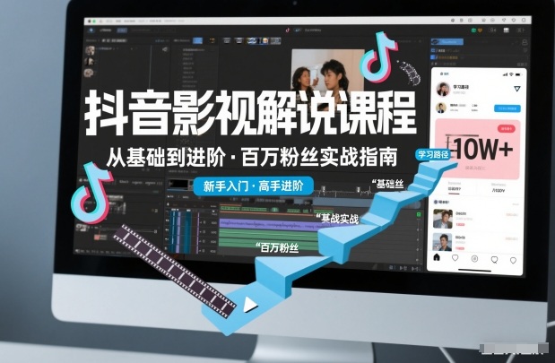 抖音百万粉丝影视解说课程，基础到进阶课，适合新手和进阶学习-紫橙资源网