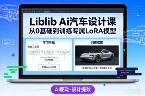 Liblib Ai汽车设计课，从0基础文生图，到教你训练专属设计和风格LoRA模型-紫橙资源网