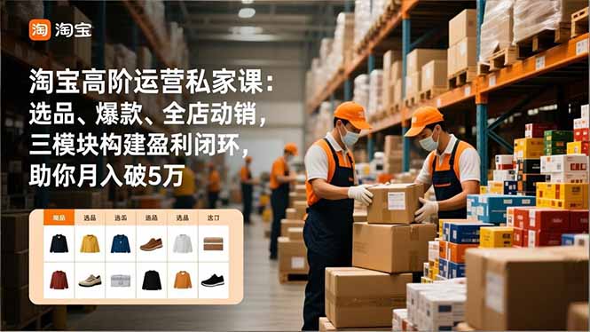 淘宝高阶运营私家课：选品、爆款、全店动销，三模块构建盈利闭环，助你月入破5万（更新12月）-紫橙资源网