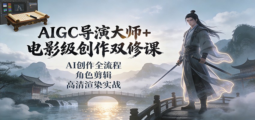 AIGC导演大师+电影级创作双修课:AI创作全流程、角色剪辑、高清渲染实战-紫橙资源网