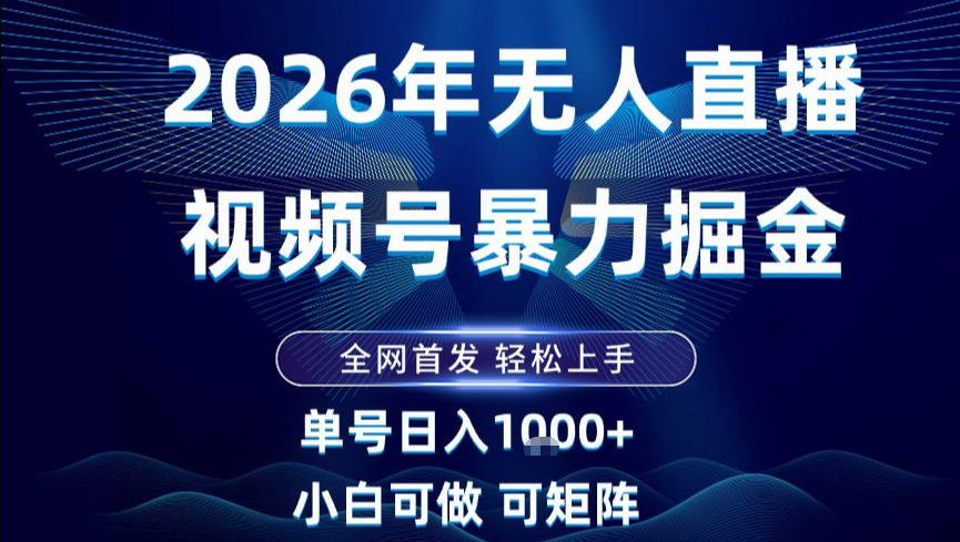 2026最新视频号无人直播掘金，全网首发，小白可以玩，长期稳定日入1k+-紫橙资源网