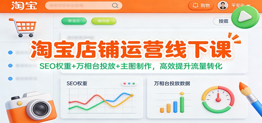淘宝店铺运营线下课:SEO权重+万相台投放+主图制作,高效提升流量转化-紫橙资源网