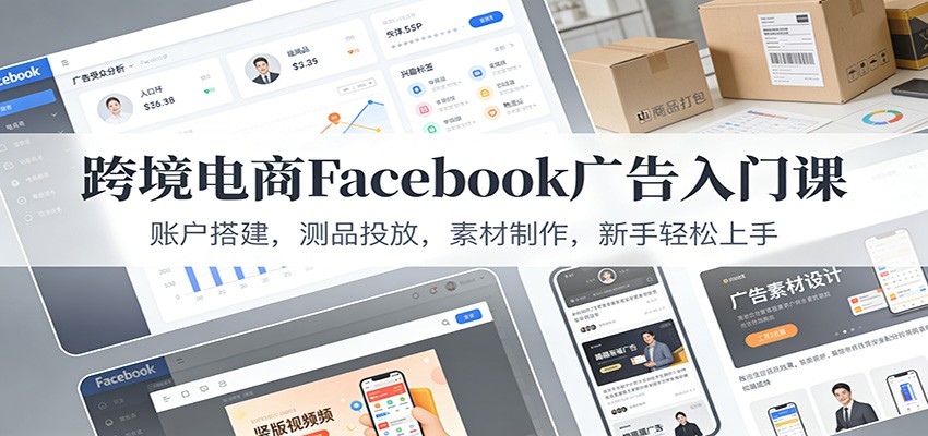跨境电商Facebook广告入门课：账户搭建，测品投放，素材制作，新手轻松上手-紫橙资源网