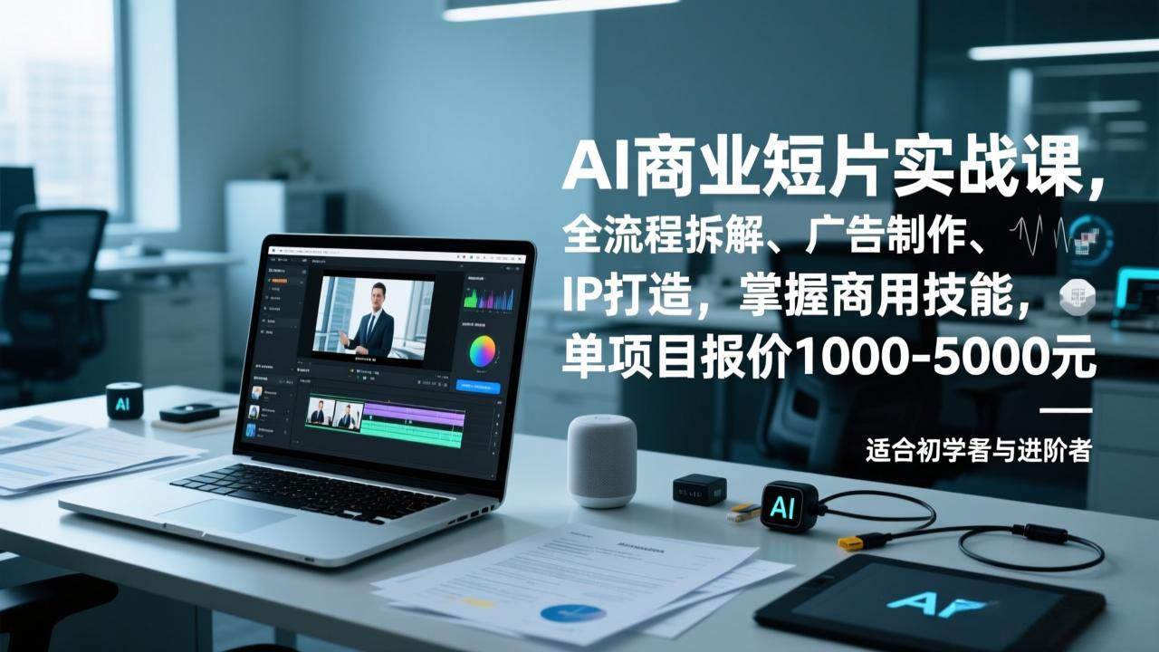 AI商业短片实战课,全流程拆解、广告制作、IP打造,掌握商用技能,单项目报价1000-5000元-紫橙资源网