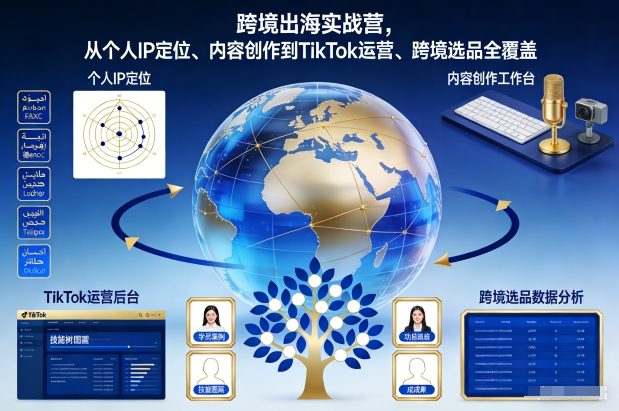 跨境出海实战营,从个人IP定位、内容创作到TikTok运营、跨境选品全覆盖-紫橙资源网