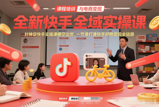 全新快手全域实操课,封神级快手实操课横空出世,一节课打通快手好物变现全链路-紫橙资源网