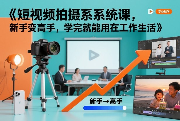 短视频拍摄系统课，新手变高手，学完就能用在工作生活 - 冒泡网