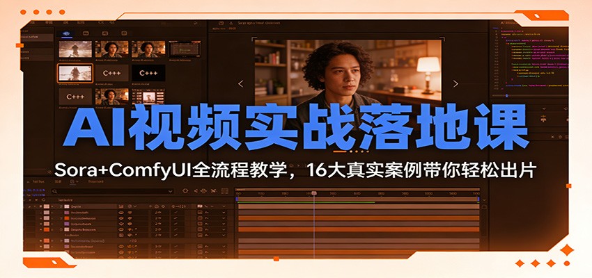 AI视频实战落地课：Sora+ComfyUI全流程教学，16大真实案例带你轻松出片 - 福缘网