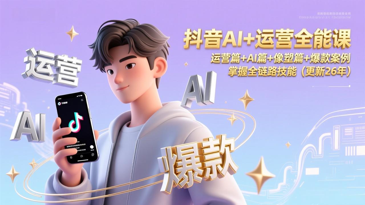 抖音AI+运营全能课,运营篇+AI篇+像塑篇+爆款案例,掌握全链路技能(更新26年)-紫橙资源网