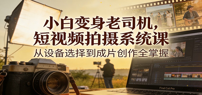 小白变身老司机,短视频拍摄系统课,从设备选择到成片创作全掌握-紫橙资源网