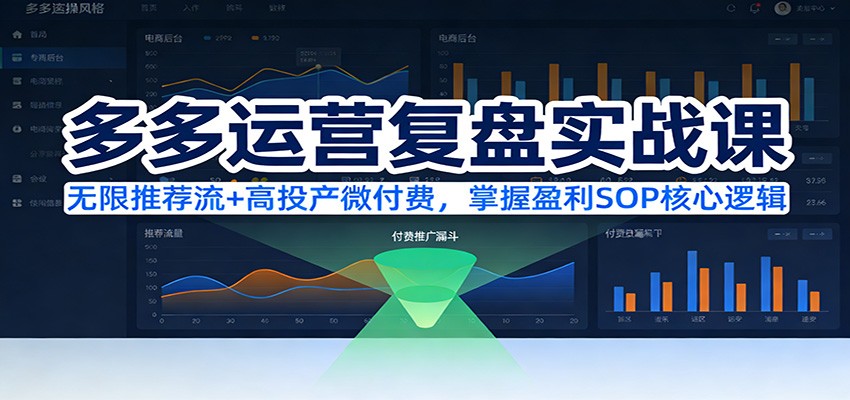 多多运营复盘实战课:无限推荐流+高投产微付费,掌握盈利SOP核心逻辑-紫橙资源网