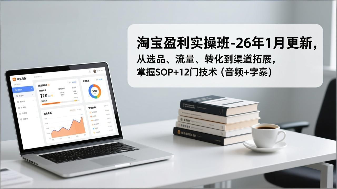 淘宝盈利实操班-26年1月更新，从选品、流量、转化到渠道拓展，掌握SOP+12门技术（音频+字幕）-紫橙资源网