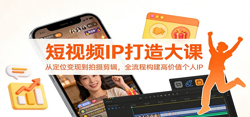 短视频IP打造大课:从定位变现到拍摄剪辑,全流程构建高价值个人IP-紫橙资源网