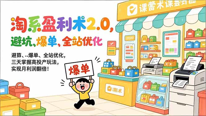 淘系盈利术2.0,避坑、爆单、全站优化,三天掌握高投产玩法,实现月利润翻倍!-紫橙资源网