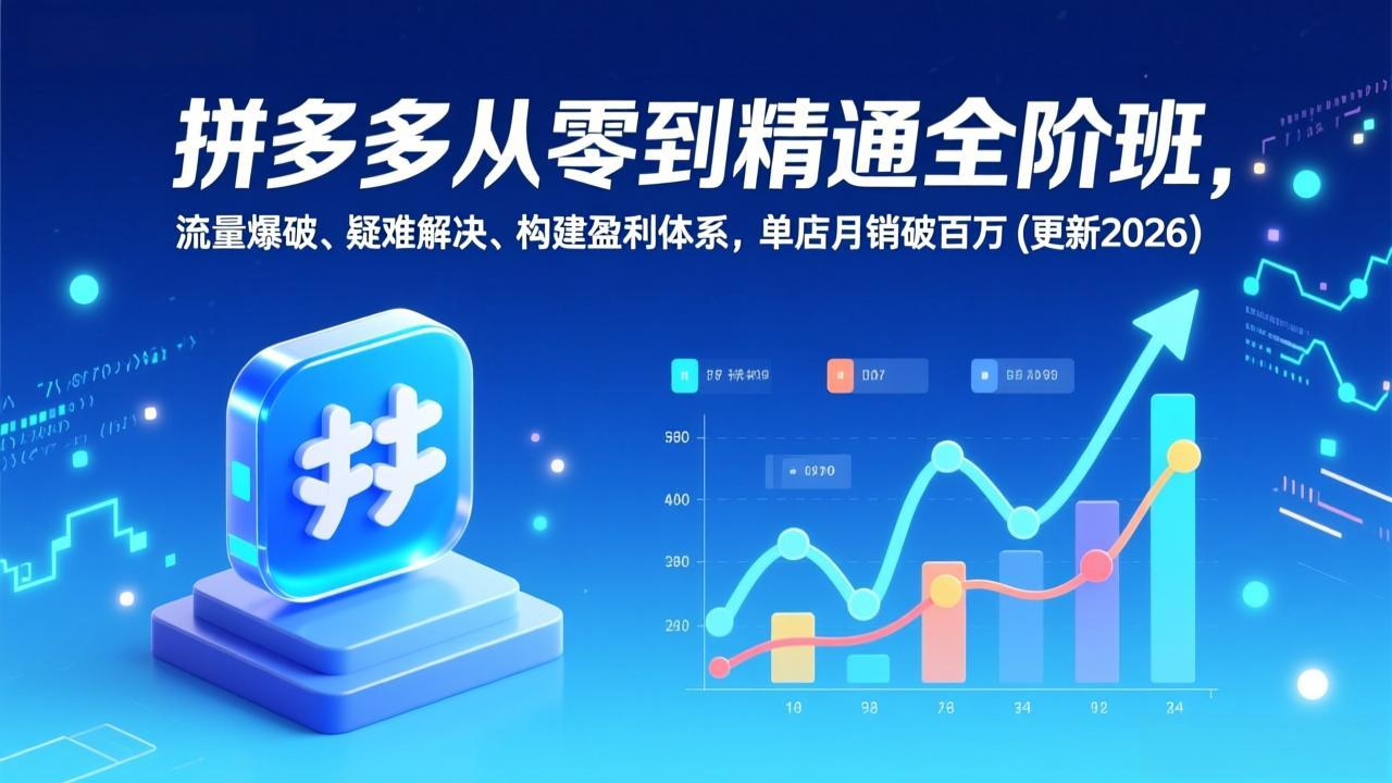 拼多多从零到精通全阶班,流量爆破、疑难解决,构建盈利体系,单店月销破百万(更新2026)-紫橙资源网