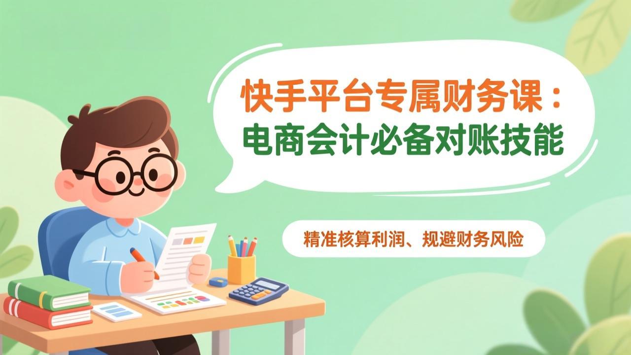 快手平台专属财务课:电商会计必备对账技能,精准核算利润、规避财务风险-紫橙资源网