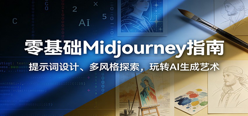 零基础Midjourney指南:提示词设计、多风格探索,玩转AI生成艺术-紫橙资源网