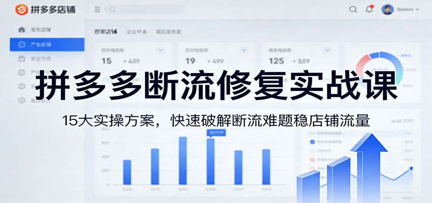 拼多多断流修复实战课:15大实操方案,快速破解断流难题稳店铺流量-紫橙资源网