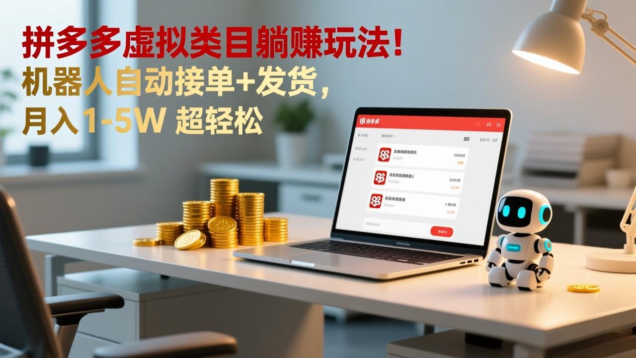 多多虚拟类目躺赚玩法!机器人自动接单+发货,月入 1-5W 超轻松-紫橙资源网