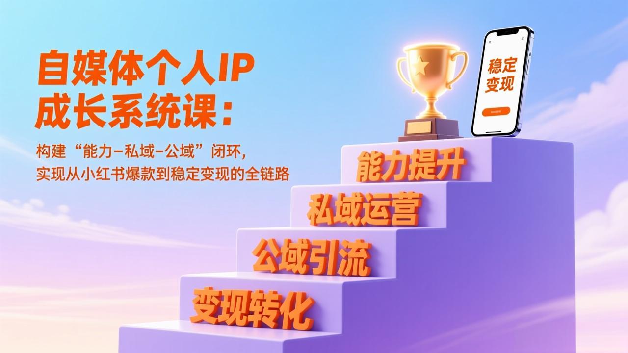 自媒体个人IP成长系统课:构建“能力-私域-公域”闭环,实现从小红书爆款到稳定变现的全链路-紫橙资源网