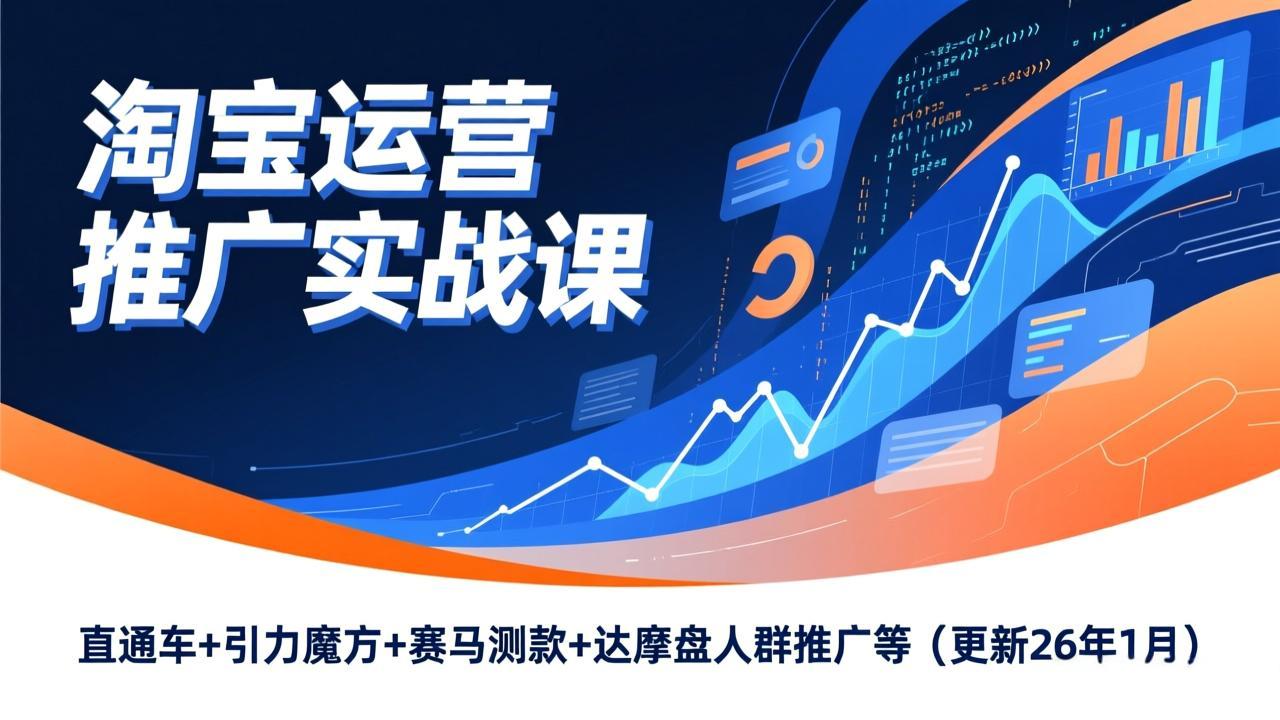 淘宝运营推广实战课，直通车+引力魔方+赛马测款+达摩盘人群推广等（更新26年1月）-紫橙资源网