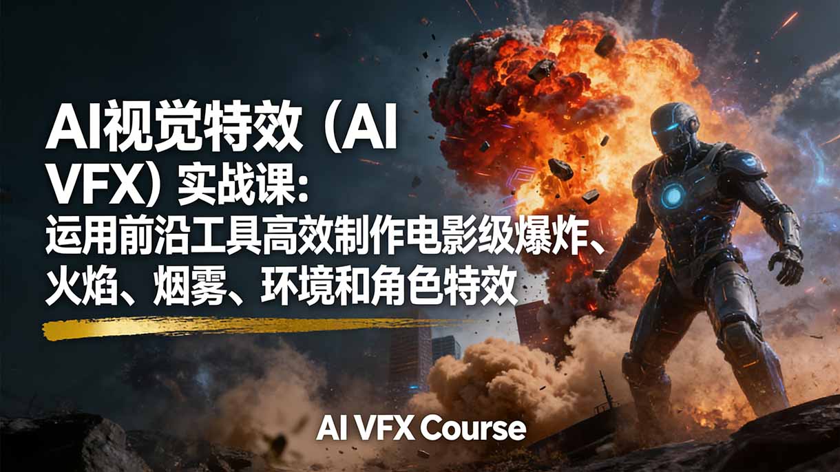 AI视觉特效（AI VFX）实战课：运用前沿工具高效制作电影级爆炸、火焰、烟雾、环境和角色特效-紫橙资源网