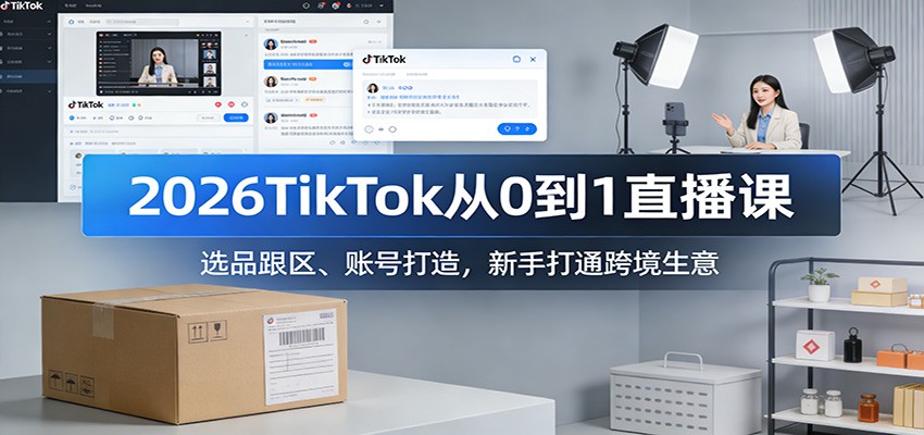 2026TikTok从0到1直播课：选品跟区、账号打造，新手打通跨境生意-紫橙资源网