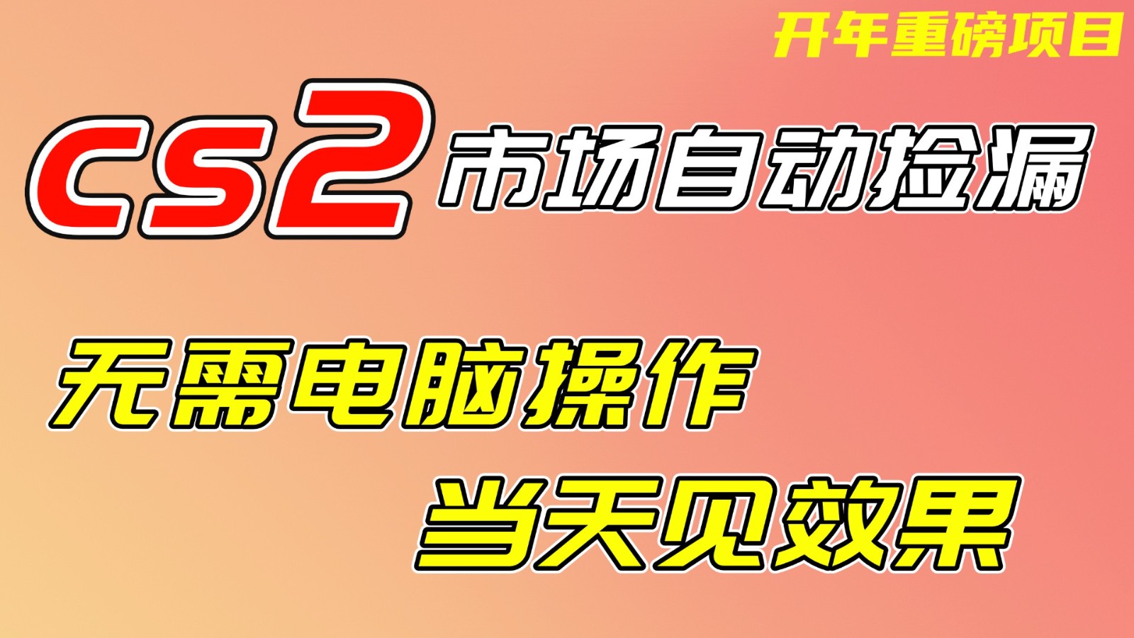 CS2市场挂机项,无需电脑操作,无需进入游戏,当天见效果,支持任何形式验证-紫橙资源网