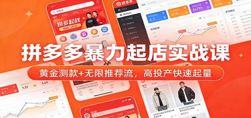 拼多多暴力起店实战课:黄金测款+无限推荐流,高投产快速起量-紫橙资源网