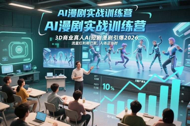 AI漫剧实战训练营,3D商业真人AI短剧漫剧引爆2026,流量红利期已至,入场正当时-紫橙资源网