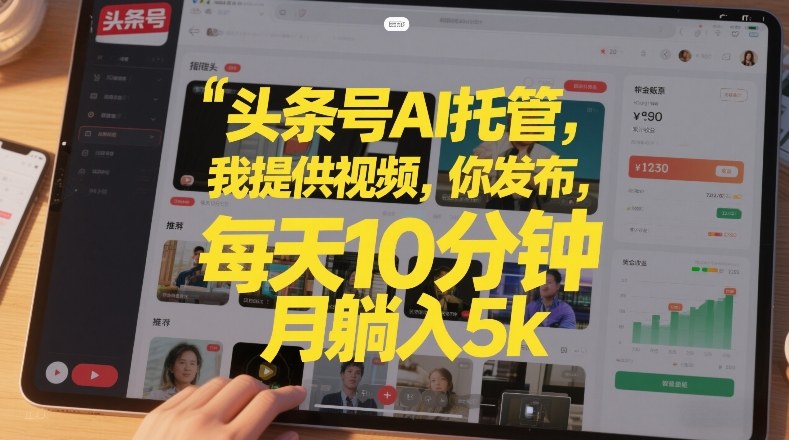 头条号AI托管,我提供视频,你发布,每天10分钟,月躺入5k+-紫橙资源网