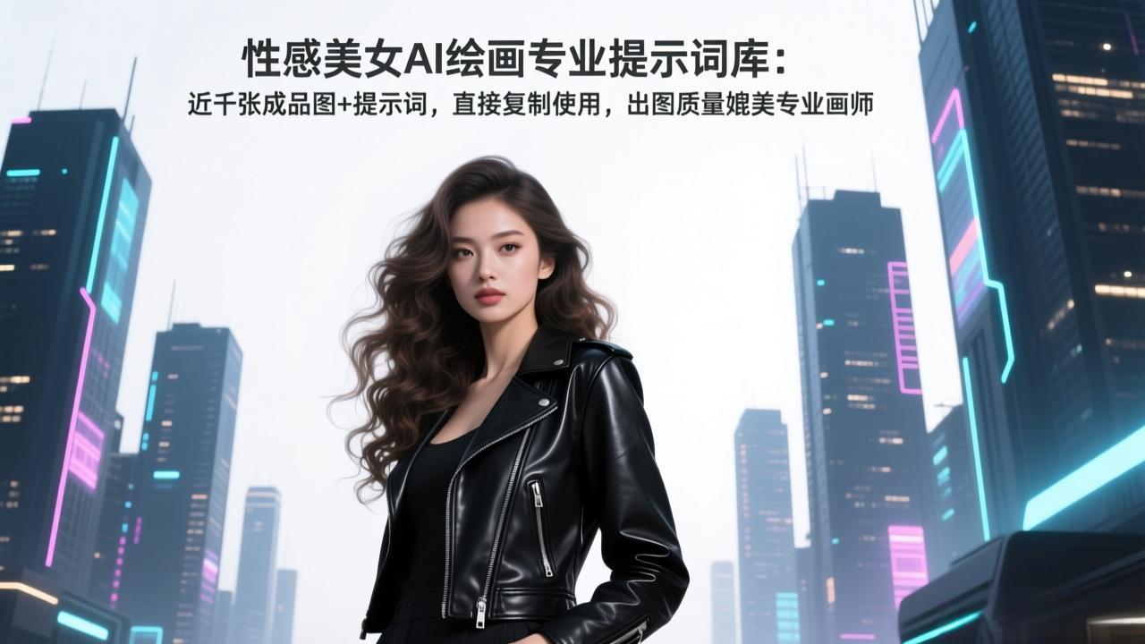 性感美女AI绘画专业提示词库:近千张成品图+提示词,直接复制使用,出图质量媲美专业画师-紫橙资源网