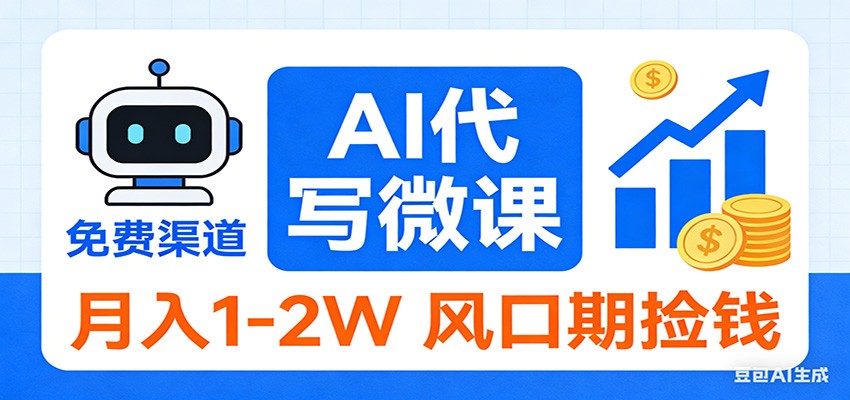 2026告别打工!AI 代写微课,提供免费渠道,月入 1-2W 风口期捡钱-紫橙资源网