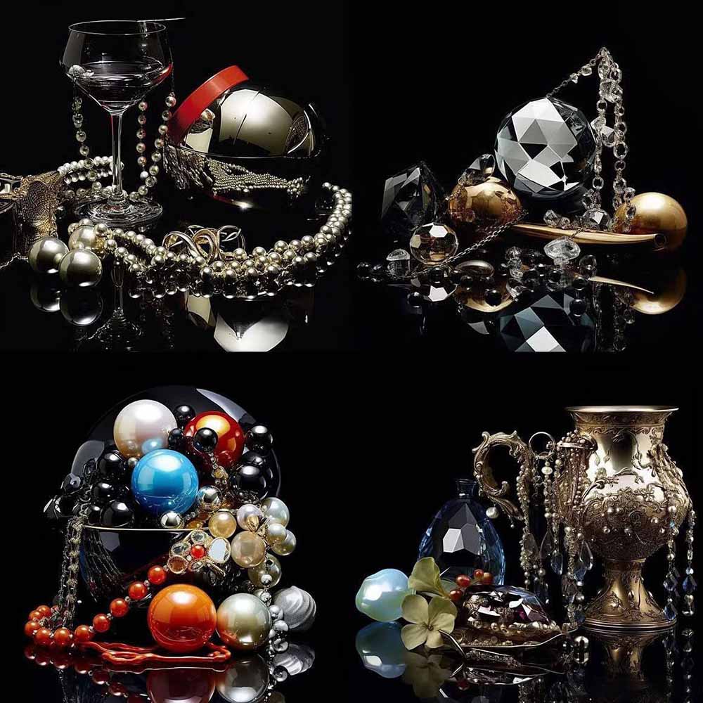 460+专业Midjourney珠宝摄影AI提示词+成效果图，戒指/项链/耳环/手链/宝石/及奢侈配饰等全品类