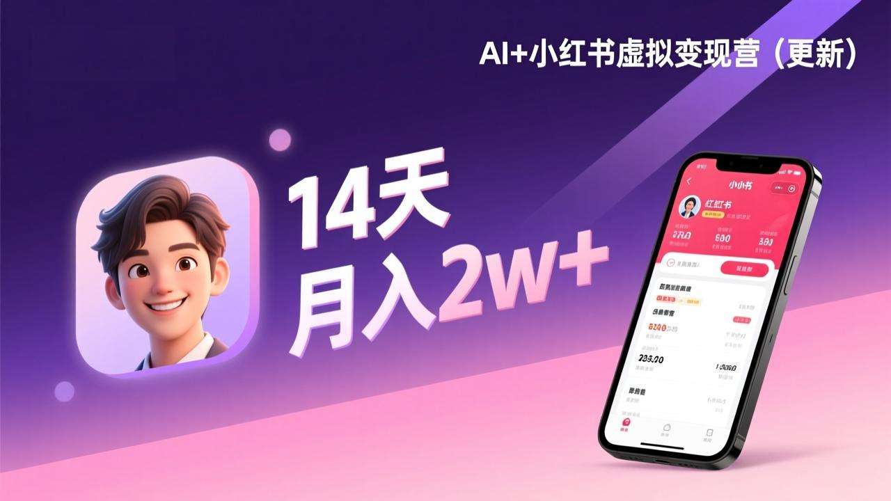 AI+小红书虚拟变现营(更新),14天掌握选品、笔记、成交,打造自动化月入2w+事业-紫橙资源网