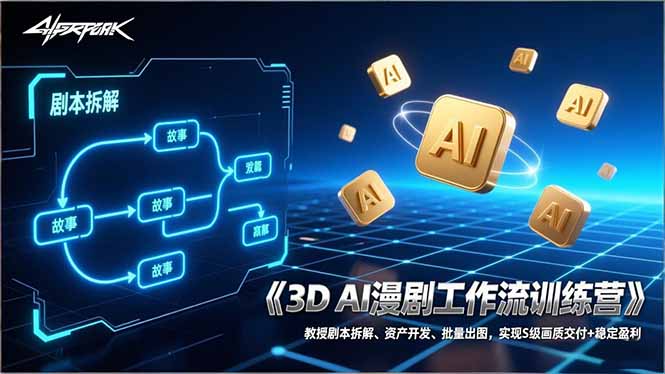 3D AI漫剧工作流训练营:教授剧本拆解、资产开发、批量出图,实现S级画质交付+稳定盈利-紫橙资源网