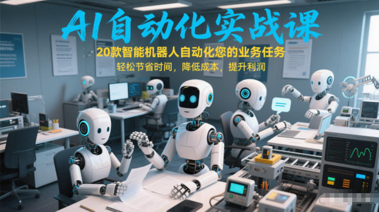 AI自动化实战课:20款智能机器人自动化您的业务任务,轻松节省时间,降低成本,提升利润-紫橙资源网