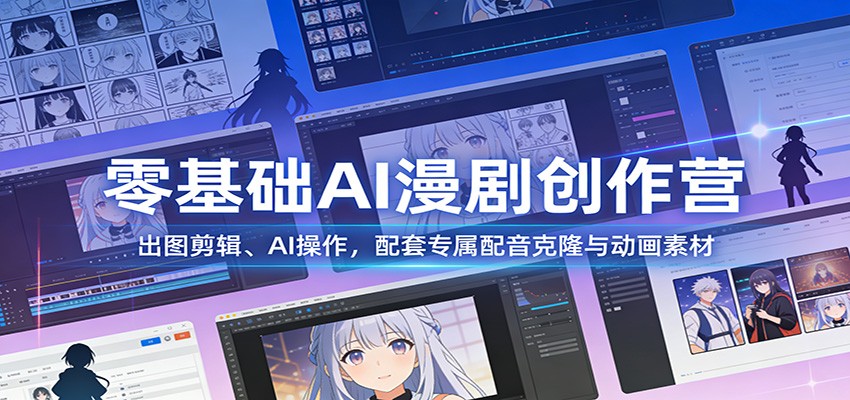 零基础AI漫剧创作营:出图剪辑、AI操作,配套专属配音克隆与动画素材-紫橙资源网