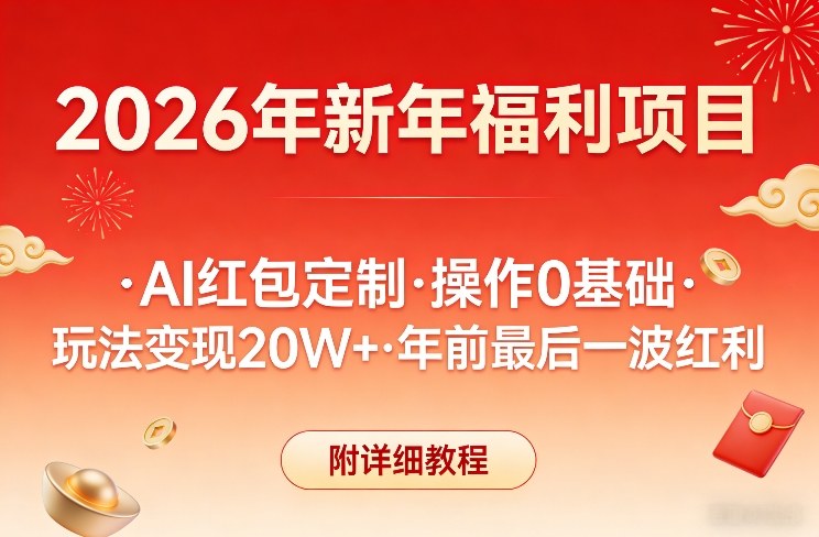 新年福利项目，AI红包定制，操作0基础，玩法变现20W+年前最后一波红利，附详细教程-紫橙资源网