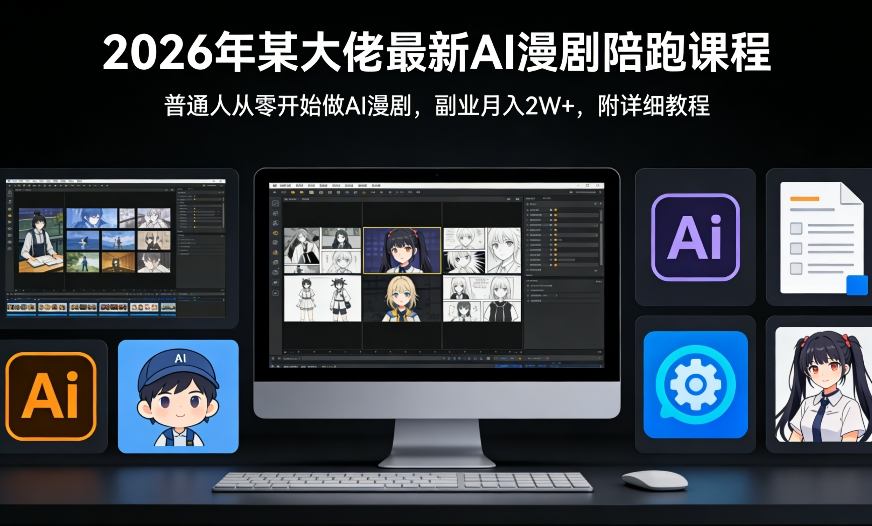 26年某大佬最新Ai漫剧陪跑课程，普通人从零开始做AI漫剧，副业月入2W+-紫橙资源网