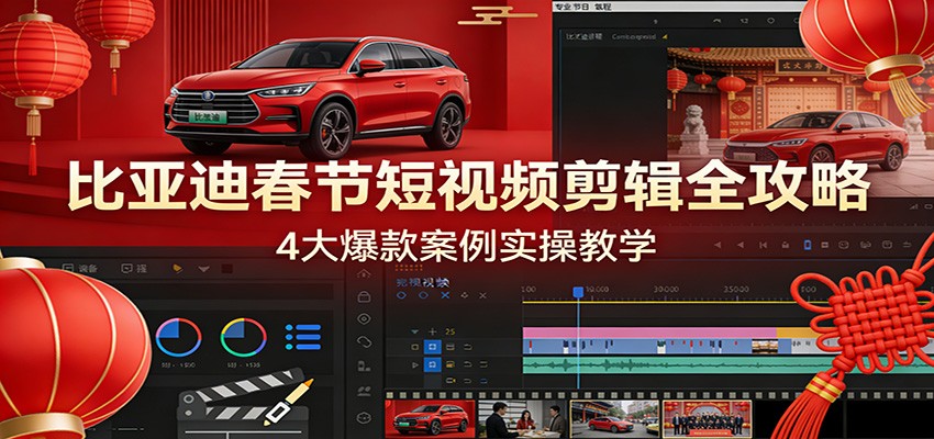 比亚迪春节短视频剪辑全攻略，4大爆款案例实操教学-紫橙资源网