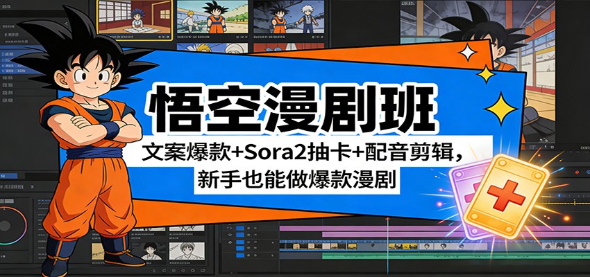 悟空漫剧班：文案爆款+Sora2抽卡+配音剪辑，新手也能做爆款漫剧-紫橙资源网