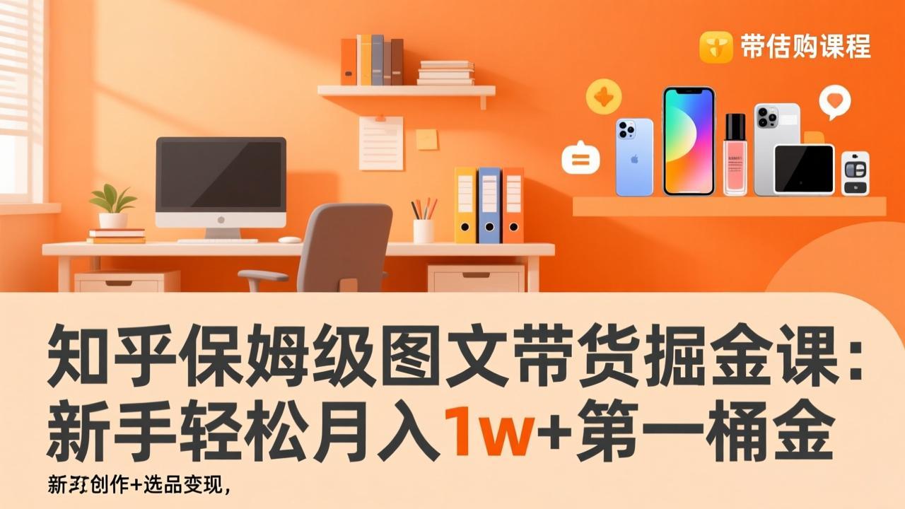 知乎保姆级图文带货掘金课：账号打造+爆文创作+选品变现，新手轻松月入1w+第一桶金-紫橙资源网